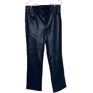 NYDJ Women's Pants Sculpt Her Marilyn Straight Leg Faux Leather Black Size 8 NWT